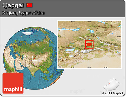 Satellite Location Map of Qapqai