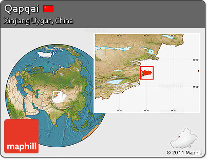 Satellite Location Map of Qapqai, highlighted parent region