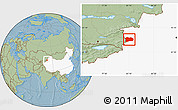 Savanna Style Location Map of Qapqai, highlighted country, hill shading