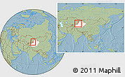 Savanna Style Location Map of Qapqai, highlighted parent region, within the entire country, hill shading