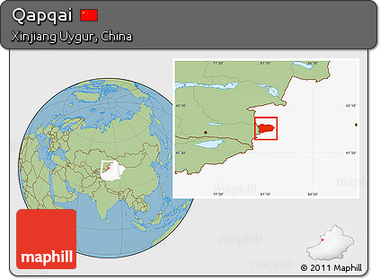 Savanna Style Location Map of Qapqai, highlighted parent region