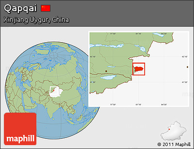 Savanna Style Location Map of Qapqai, highlighted parent region