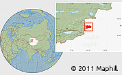 Savanna Style Location Map of Qapqai, highlighted parent region, hill shading