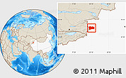 Shaded Relief Location Map of Qapqai, highlighted country