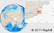 Shaded Relief Location Map of Qapqai, highlighted parent region