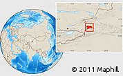 Shaded Relief Location Map of Qapqai