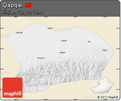 Classic Style Map of Qapqai, single color outside