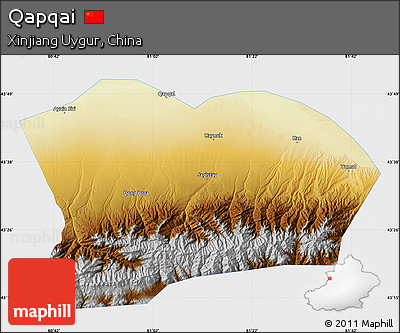 Physical Map of Qapqai, single color outside
