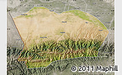 Satellite Map of Qapqai, semi-desaturated