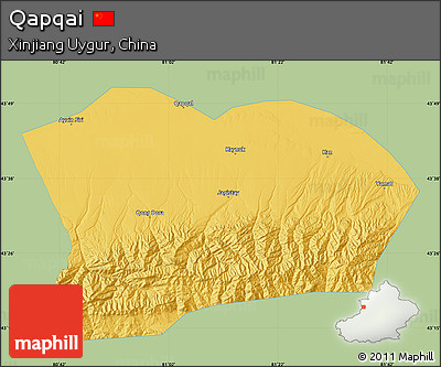Savanna Style Map of Qapqai, single color outside