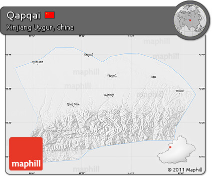 Silver Style Map of Qapqai, single color outside