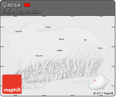 Silver Style Map of Qapqai, single color outside