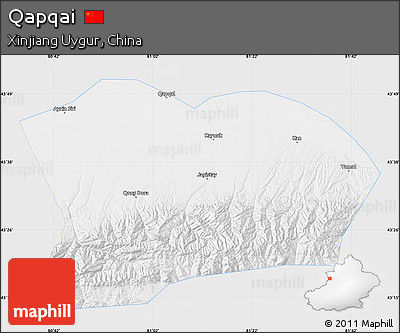 Silver Style Map of Qapqai, single color outside