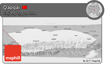 Gray Panoramic Map of Qapqai