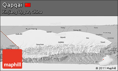 Gray Panoramic Map of Qapqai