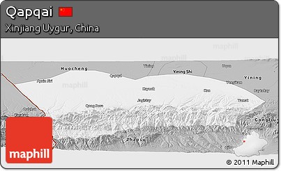 Gray Panoramic Map of Qapqai