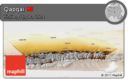 Physical Panoramic Map of Qapqai, lighten