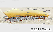 Physical Panoramic Map of Qapqai, shaded relief outside