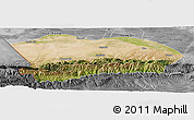 Satellite Panoramic Map of Qapqai, desaturated