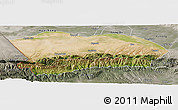 Satellite Panoramic Map of Qapqai, semi-desaturated