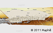 Shaded Relief Panoramic Map of Qapqai, physical outside
