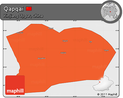 Political Simple Map of Qapqai, single color outside