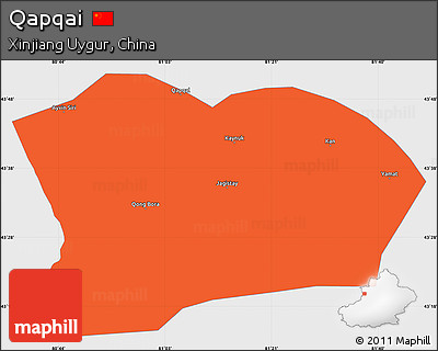 Political Simple Map of Qapqai, single color outside