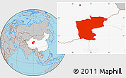 Gray Location Map of Ruoqiang, highlighted country