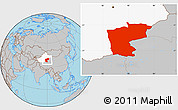 Gray Location Map of Ruoqiang, highlighted parent region