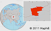 Gray Location Map of Ruoqiang