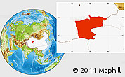 Physical Location Map of Ruoqiang, highlighted country