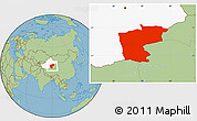 Savanna Style Location Map of Ruoqiang, highlighted parent region
