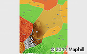 Physical 3D Map of Shache, political outside