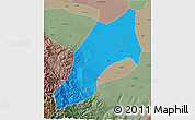 Political 3D Map of Shache, semi-desaturated