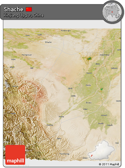 Satellite 3D Map of Shache
