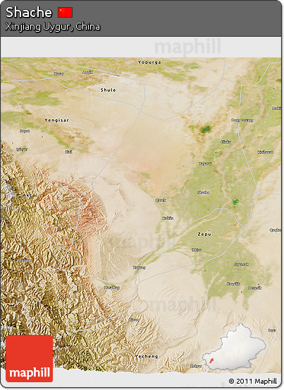Satellite 3D Map of Shache