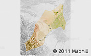 Satellite 3D Map of Shache, lighten, desaturated