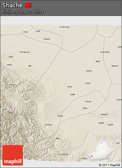 Shaded Relief 3D Map of Shache