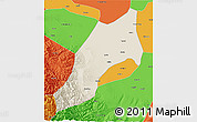 Shaded Relief 3D Map of Shache, political outside