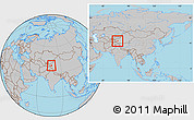 Gray Location Map of Shache, within the entire country