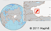 Gray Location Map of Shache, highlighted parent region