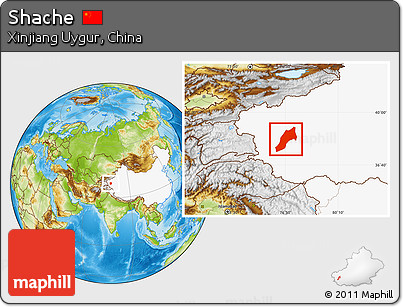 Physical Location Map of Shache, highlighted country