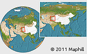 Satellite Location Map of Shache, highlighted country, within the entire country