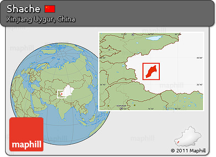 Savanna Style Location Map of Shache, highlighted parent region