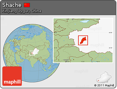 Savanna Style Location Map of Shache, highlighted parent region