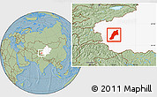 Savanna Style Location Map of Shache, highlighted parent region, hill shading