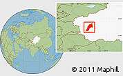 Savanna Style Location Map of Shache, highlighted parent region