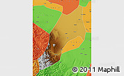 Physical Map of Shache, political outside