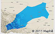 Political Panoramic Map of Shache, shaded relief outside
