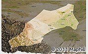 Satellite Panoramic Map of Shache, darken